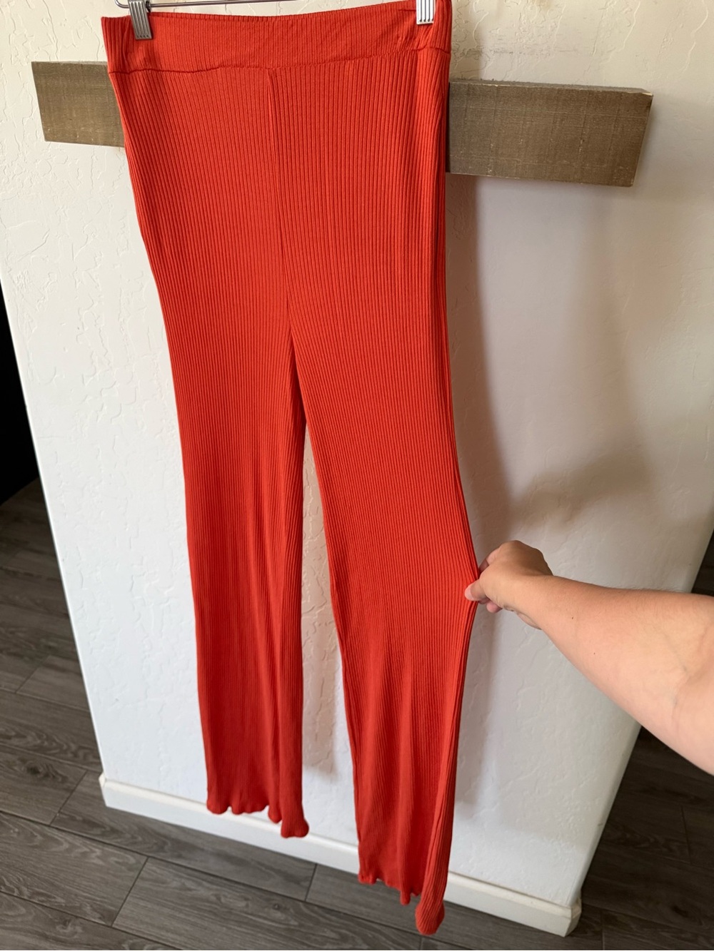 Goodtime USA|Loungewear Ribbed Wide-Leg Pants in vibrant orange,flared•••Medium